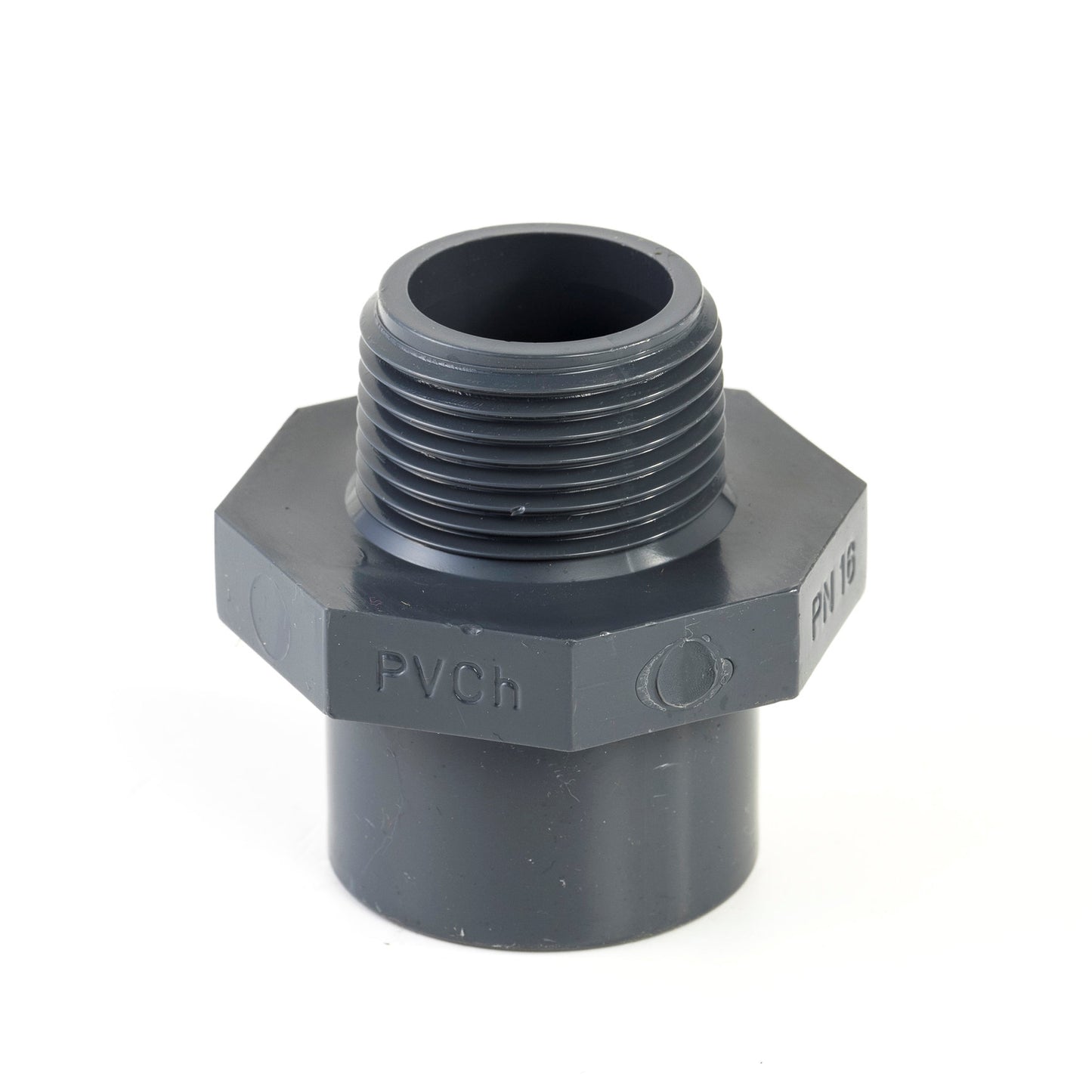 VDL insert threaded socket, PVC, external bond x male thread, 16 bar, 63 mm x 1½"