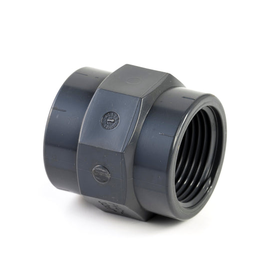 VDL screw piece, PVC, internal glue x female thread, 16 bar, type A, 40 mm x 1"