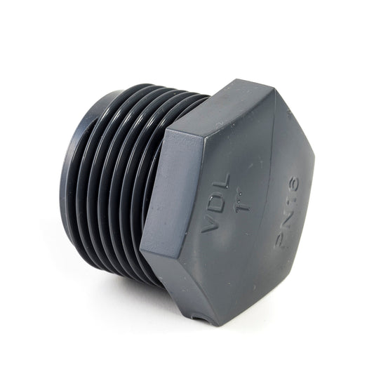 VDL threaded plug, PVC, 1x male thread, 16 bar, 3/8"