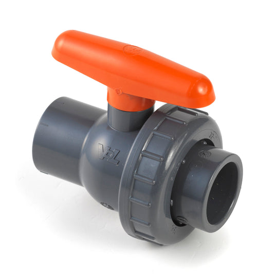 VDL ball valve, PVC, 2x internal glue / 1x union nut, 16 bar, 25 mm, EPDM
