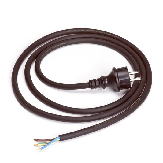 Power cord, black, type H07RN-F, 3x 1.5 mm², l = 2 m
