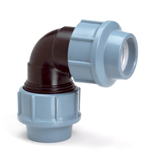 Unidelta Deltone elbow 90°, PP, 2x clamp, Kiwa, 16 bar, 50 mm