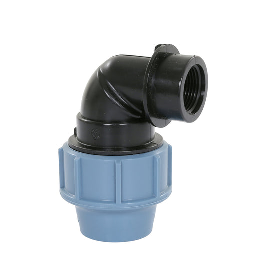 Unidelta elbow 90°, clamp x female thread, Kiwa, 16 bar, 16 mm x ½"