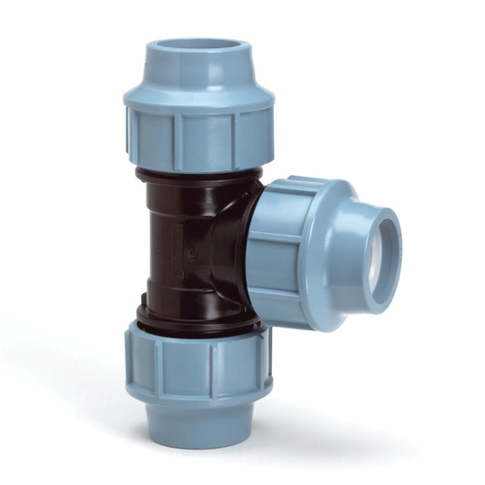 Unidelta T-piece 90°, PP, 3x clamp, Kiwa, 16 bar, 20 mm