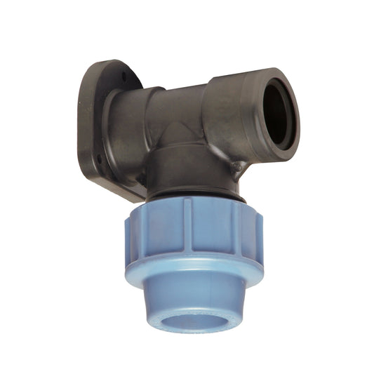 Unidelta wall plate elbow, PP, clamp x female thread, 16 bar, 20 mm x ½"