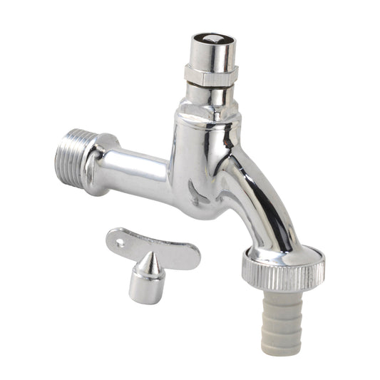 Bonfix bib cock, chrome-plated, polished, lockshield headwork, ½", male thread x hose union