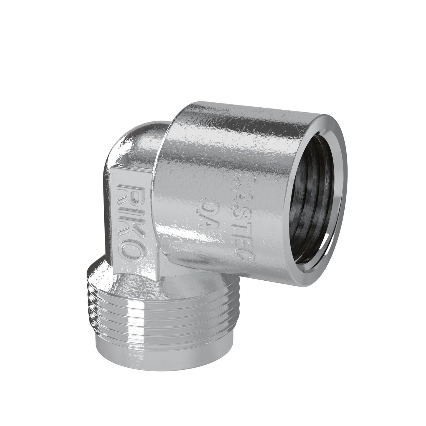 Bonfix connection piece, angled, chrome-plated, Gastec QA, ½" female thread x M24