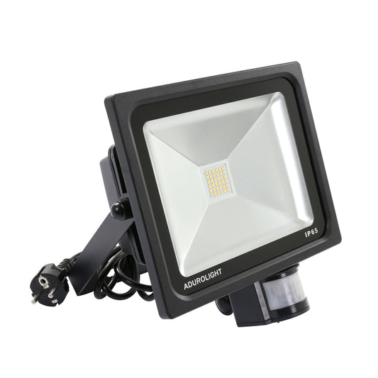 Adurolight® Premium Quality Line LED floodlight with sensor, Firmio Sensory, 30 W, 4000 K