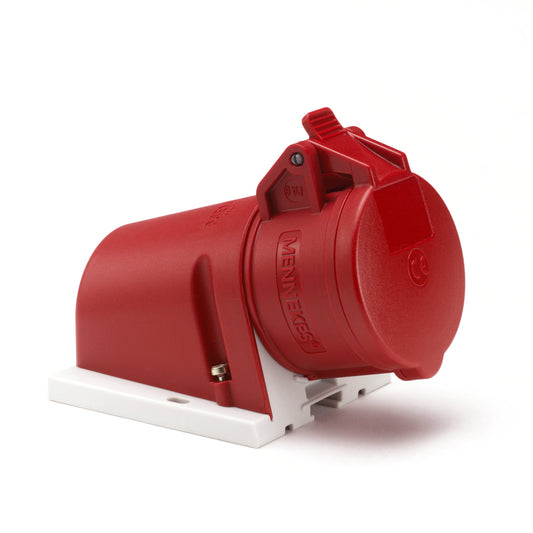 Mennekes CEE wall socket, surface-mounted, 400 V, 5-pole, 16 A, red, incl. cable entry