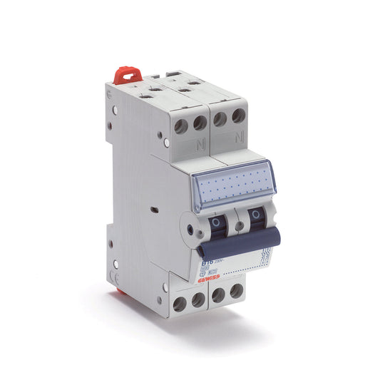 Gewiss compact miniature circuit breaker for stove group, 2x 1P+N 16 A - 230 V, 6 kA, B/fast