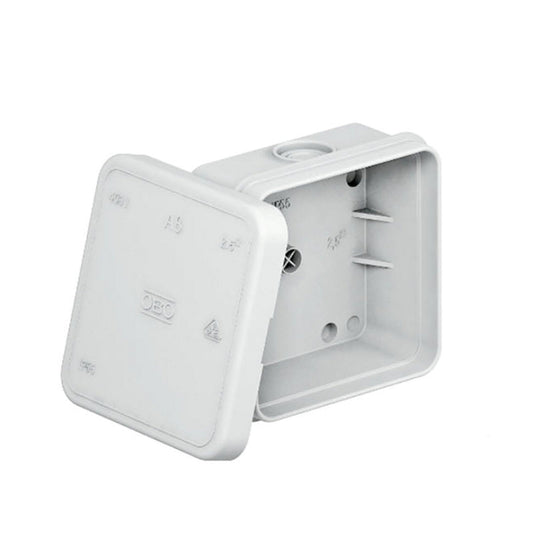 OBO junction box, PE, type A8, IP55, 400 V, 7 junction entries, 75 x 75 x 36.2 mm, light grey