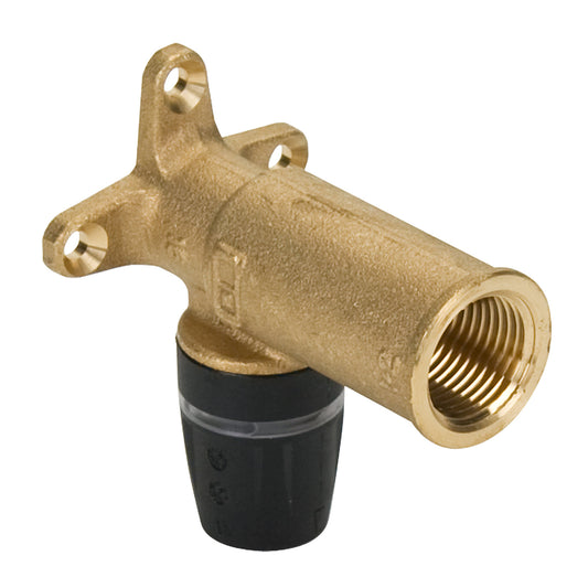 TECElogo wall plate elbow, brass, insert x female thread, long, 16 mm x ½"