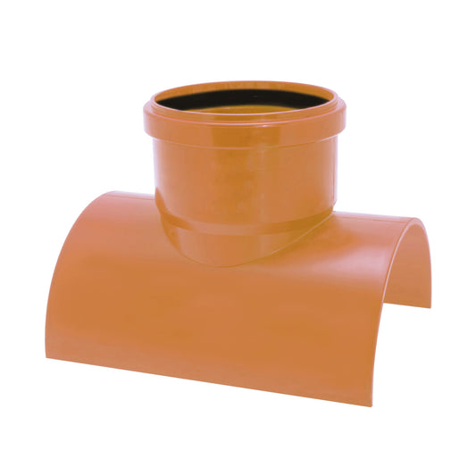 Airfit branch saddle, internal glue x cuff, PVC, red-brown, 90°, 125 x 110 mm