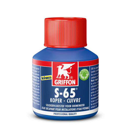 Flujo de soldadura Griffon, S-65, Kiwa, botella de 80 ml