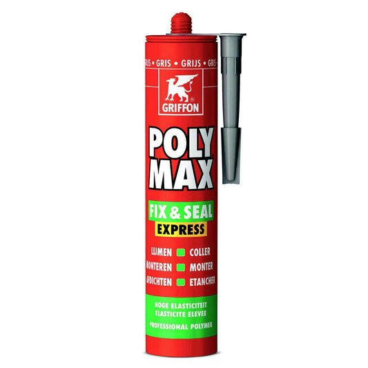 Griffon Poly Max assembly adhesive, Fix & Seal Express, grey, cartridge 425 gram