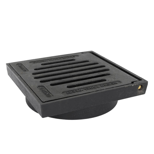 Tile path gully, type BS 410 DR, excl. base, flat grate, cast iron, B125, 300 x 300 mm