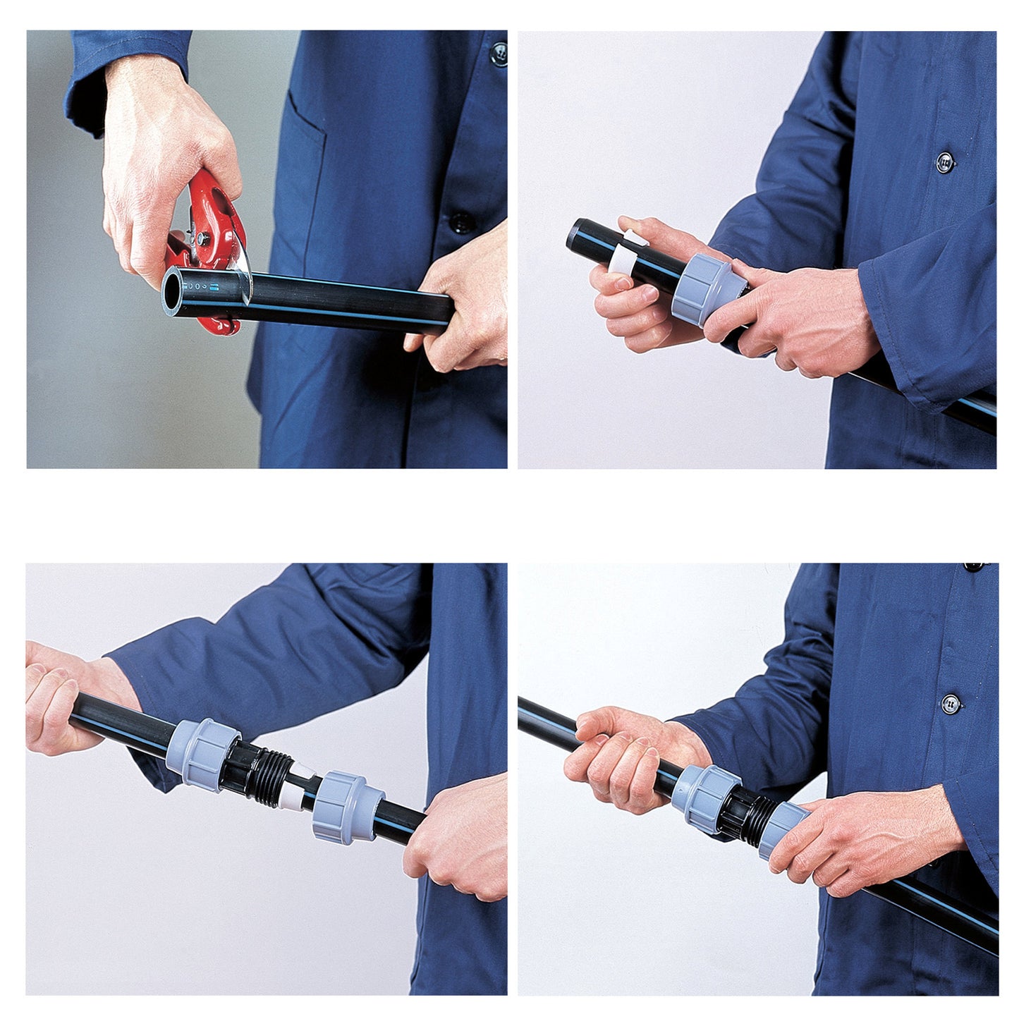 Unidelta male adapter, PP, clamp x male thread, Kiwa, 16 bar, 16 mm x ¾"